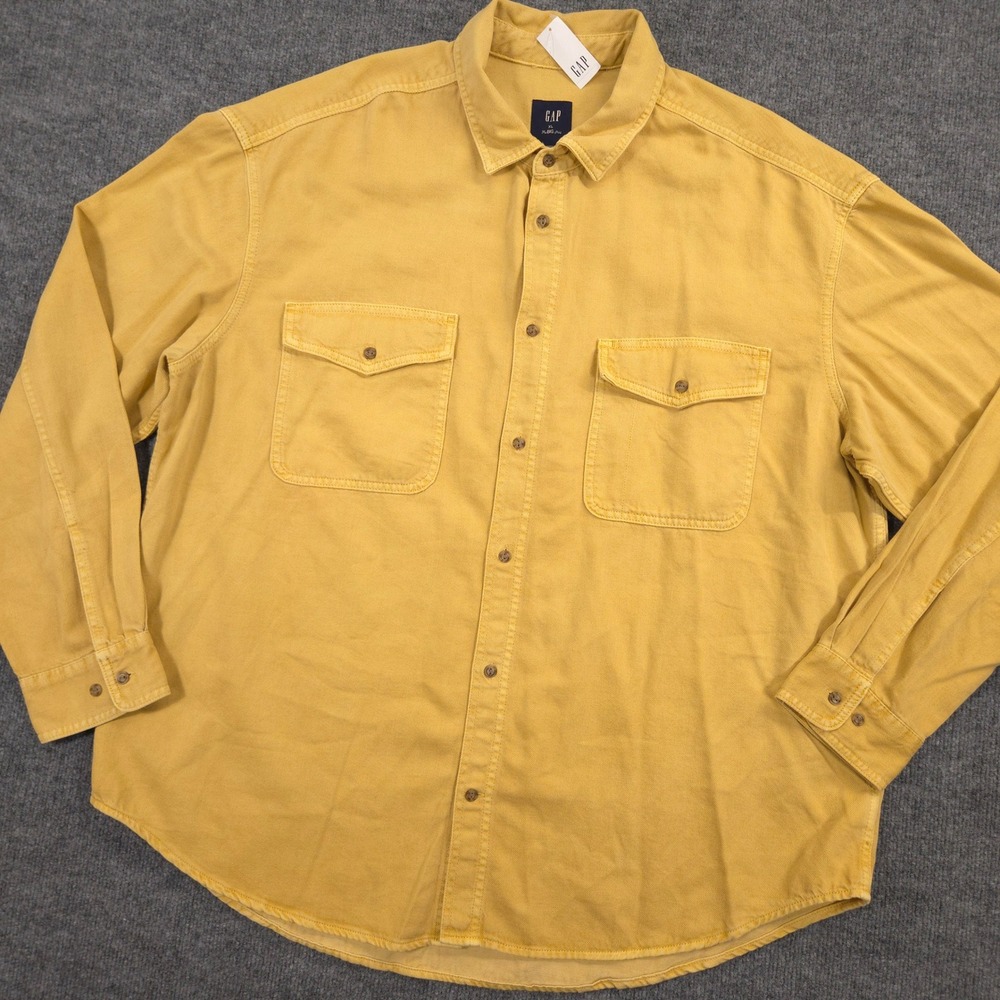 GAP UltraSoft Denim Big Shirt Mens XL Liquid Honey Oversized Long Sleeve NEW